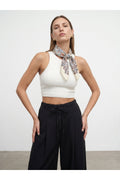 32941 Halter Yaka Crop Top-Ekru