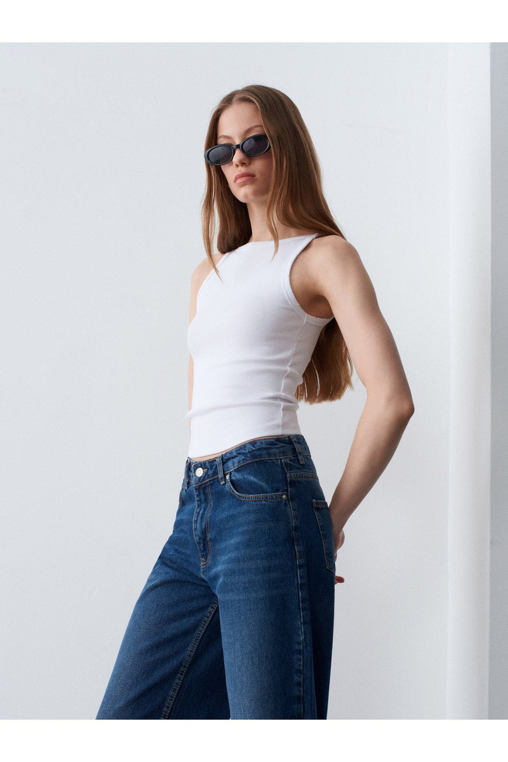 32892 Halter Yaka Top-Beyaz