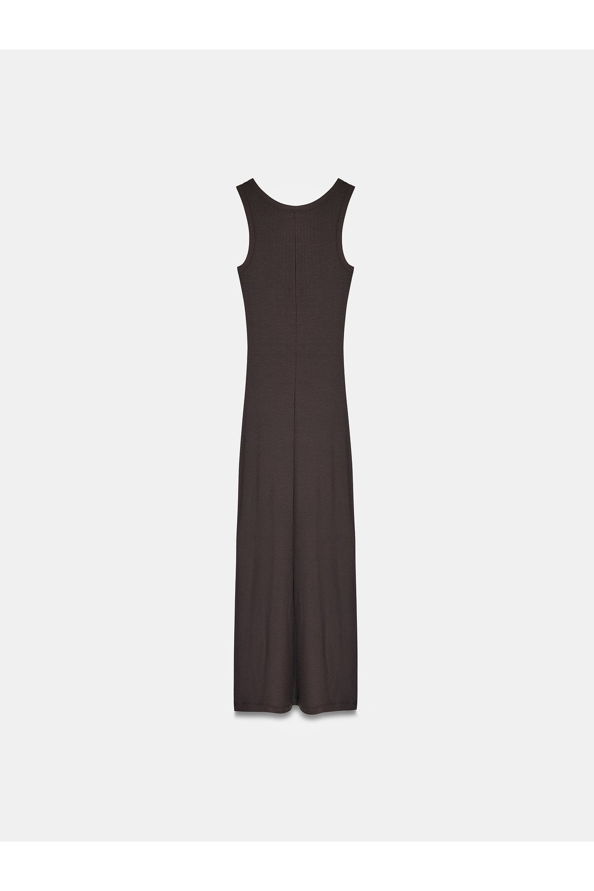91652 Fitilli Midi Elbise-Koyu Kahve