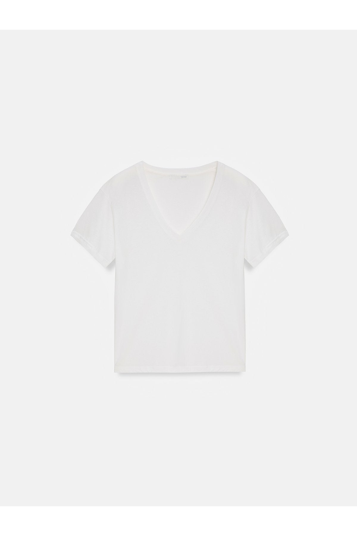 32847 Lyocell Karışımlı V Yaka T-shirt-Ekru