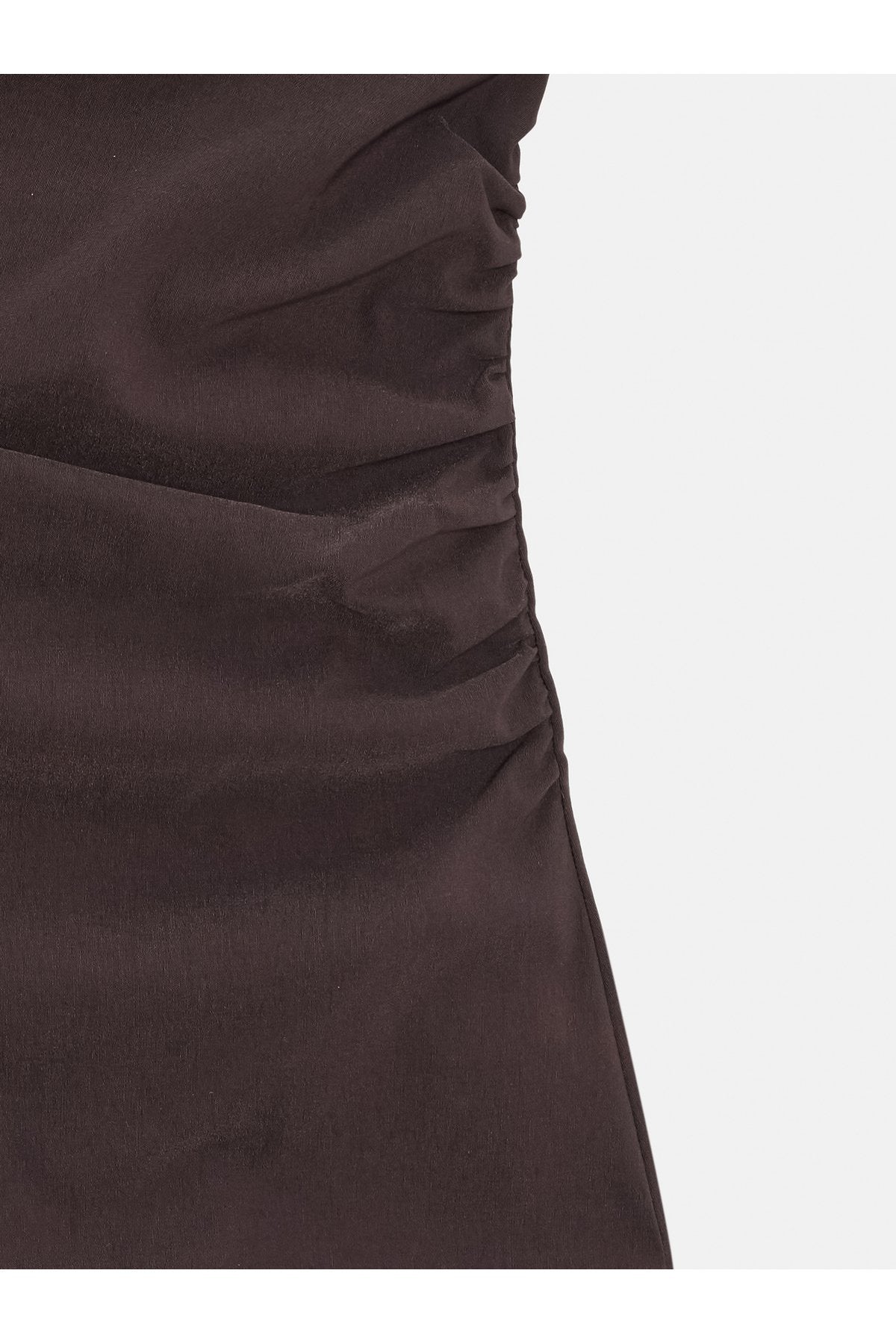 91368 Straplez Midi Elbise-Koyu Kahve