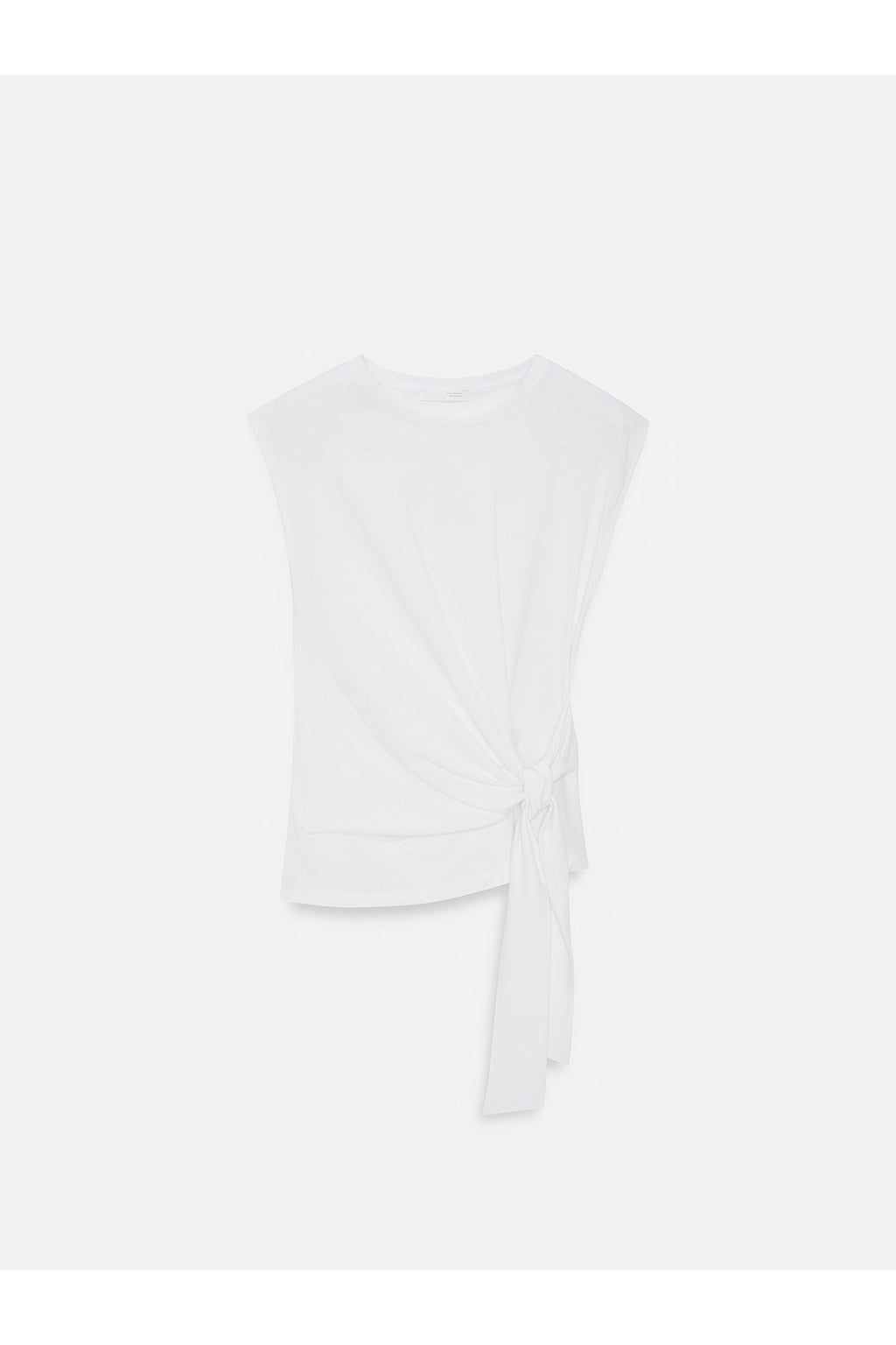 32724 %100 Pamuk Bağlama Detaylı T-shirt-Beyaz