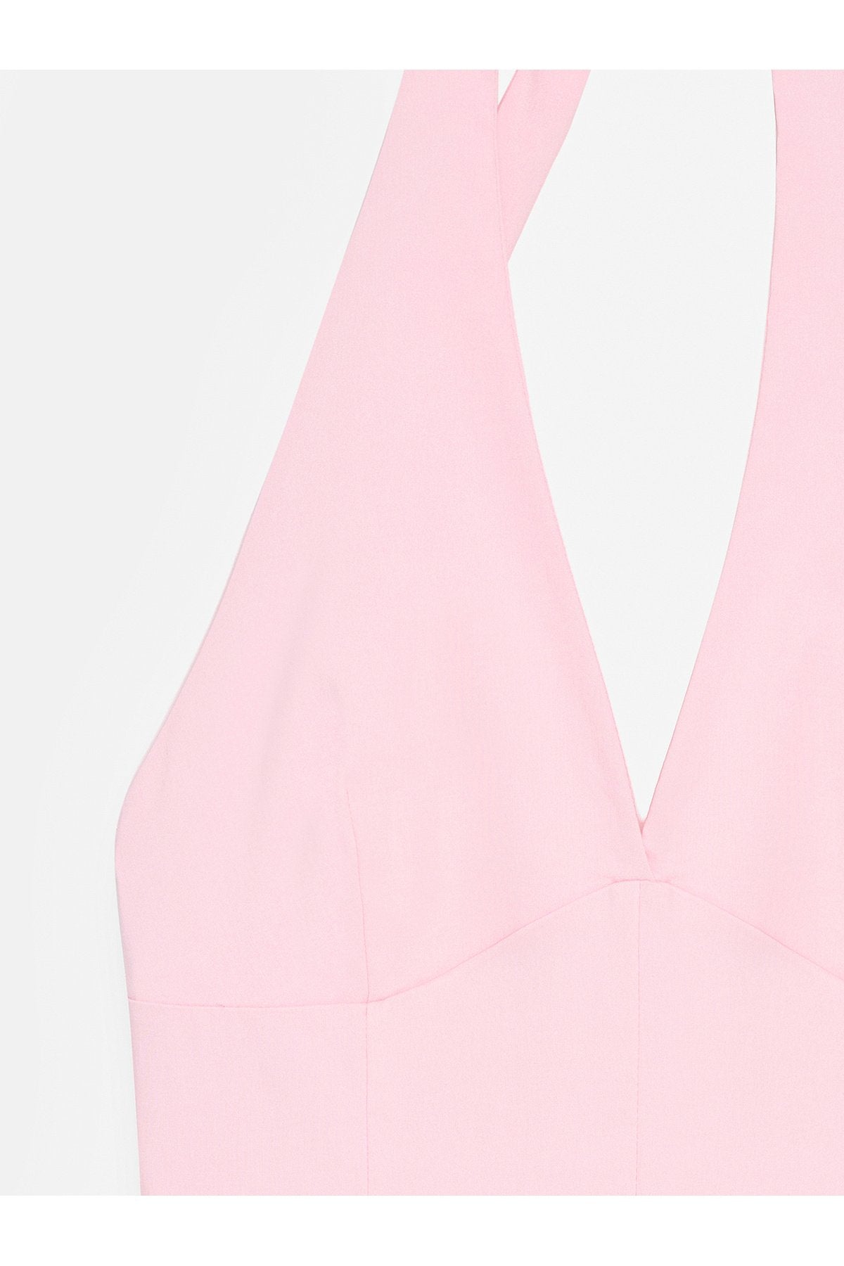 91633 Halter Yaka Mini Elbise-Toz Pembe