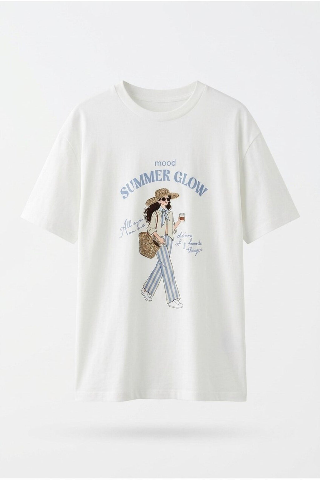 Baskı Nakış Detaylı T-shirt Ekru