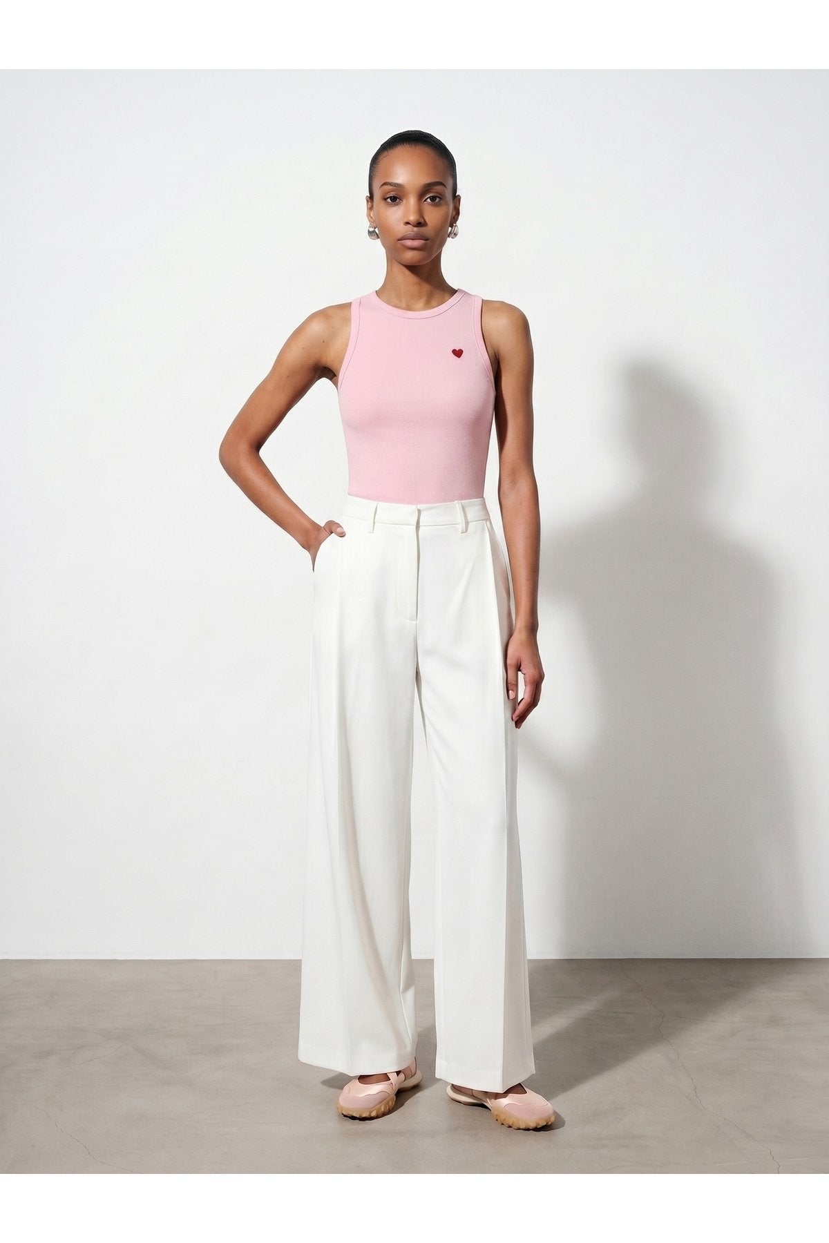 21259 Bisiklet Yaka Top-Toz Pembe
