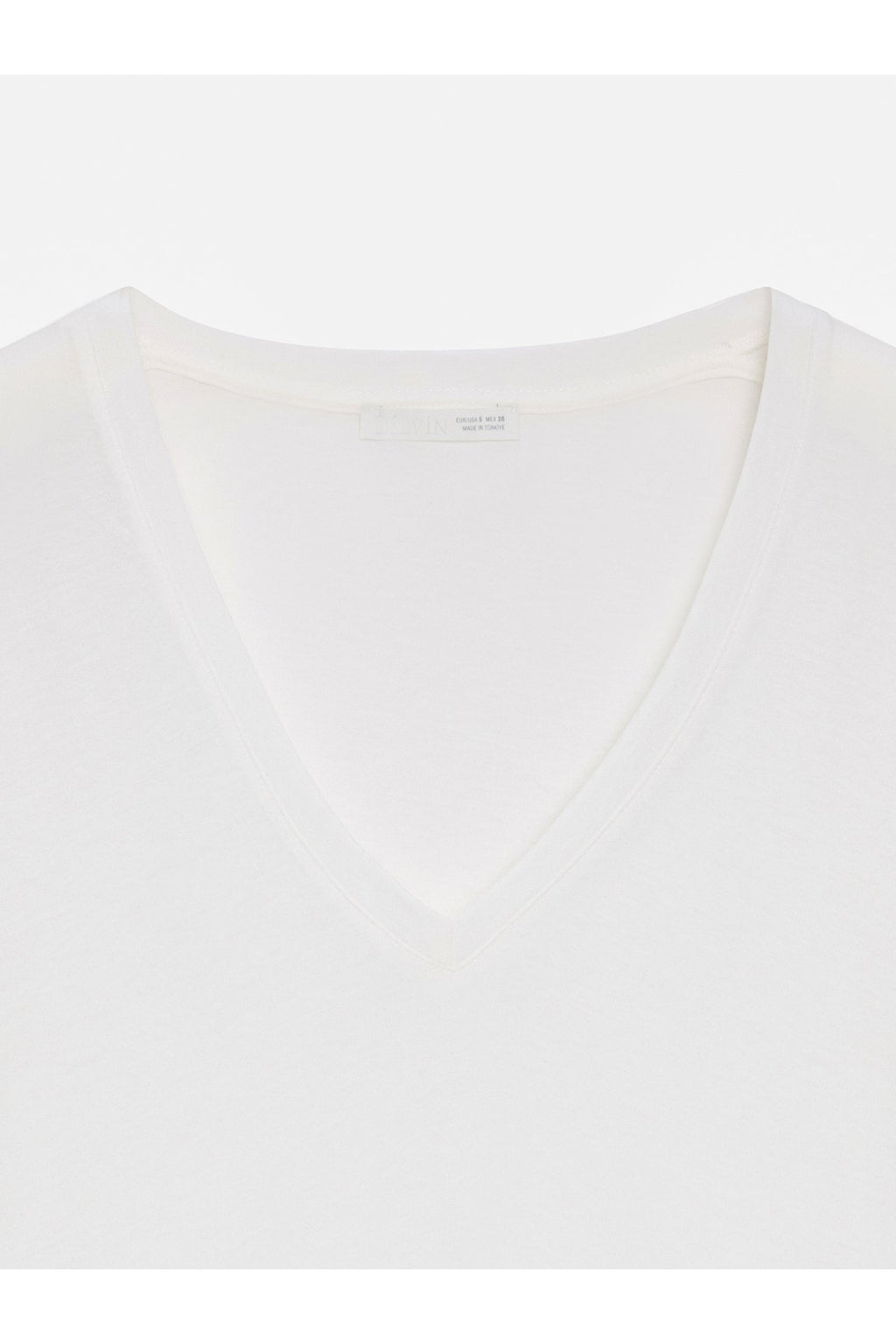 32847 Lyocell Karışımlı V Yaka T-shirt-Ekru