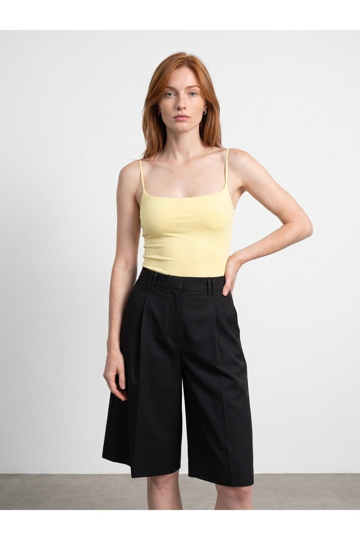21216 Askılı Bodysuit-Açık Sarı