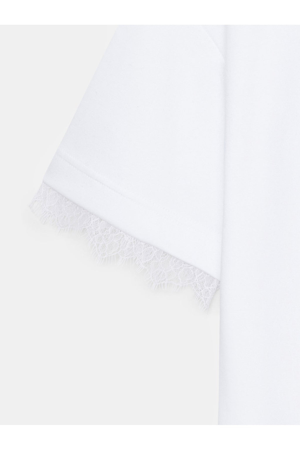 32826 Dantel Detaylı Kısa Kollu T-shirt-Beyaz