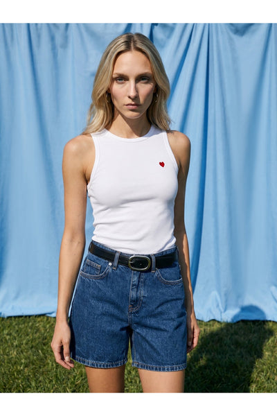 21259 Bisiklet Yaka Top-Beyaz