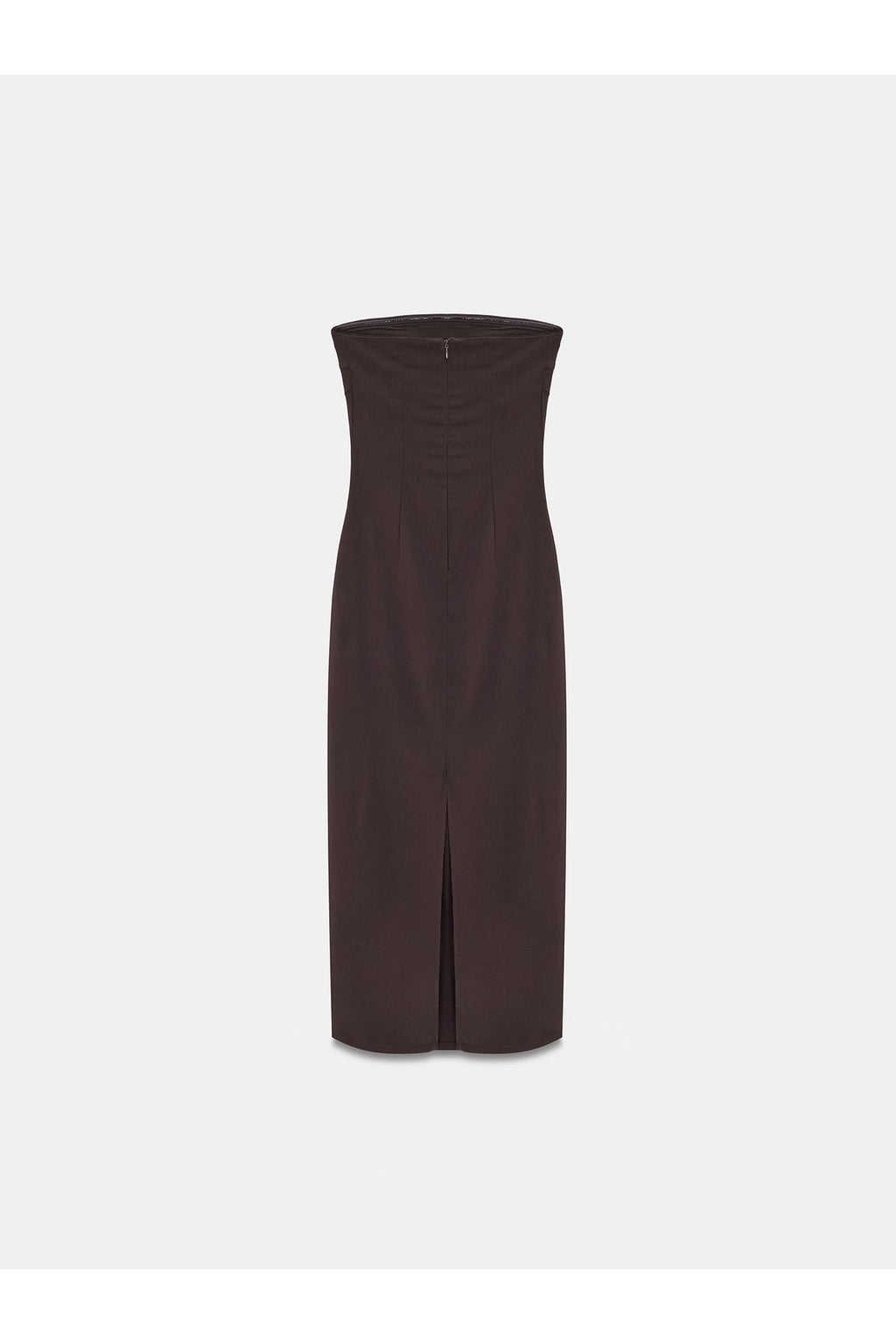 91368 Straplez Midi Elbise-Koyu Kahve