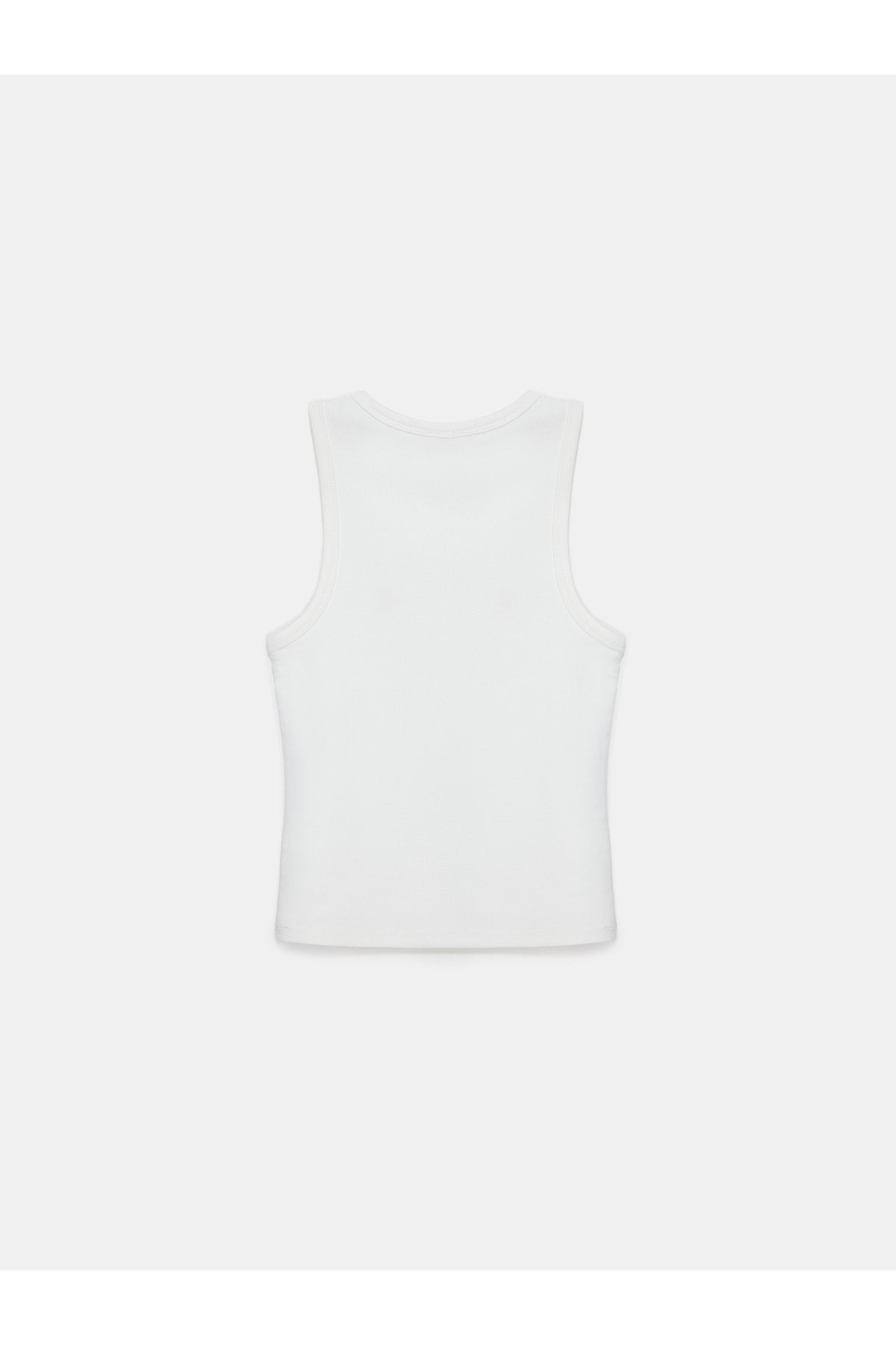 21259 Bisiklet Yaka Top-Ekru