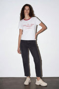 Quzu Baskı Detaylı T-shirt Ekru/Kırmızı