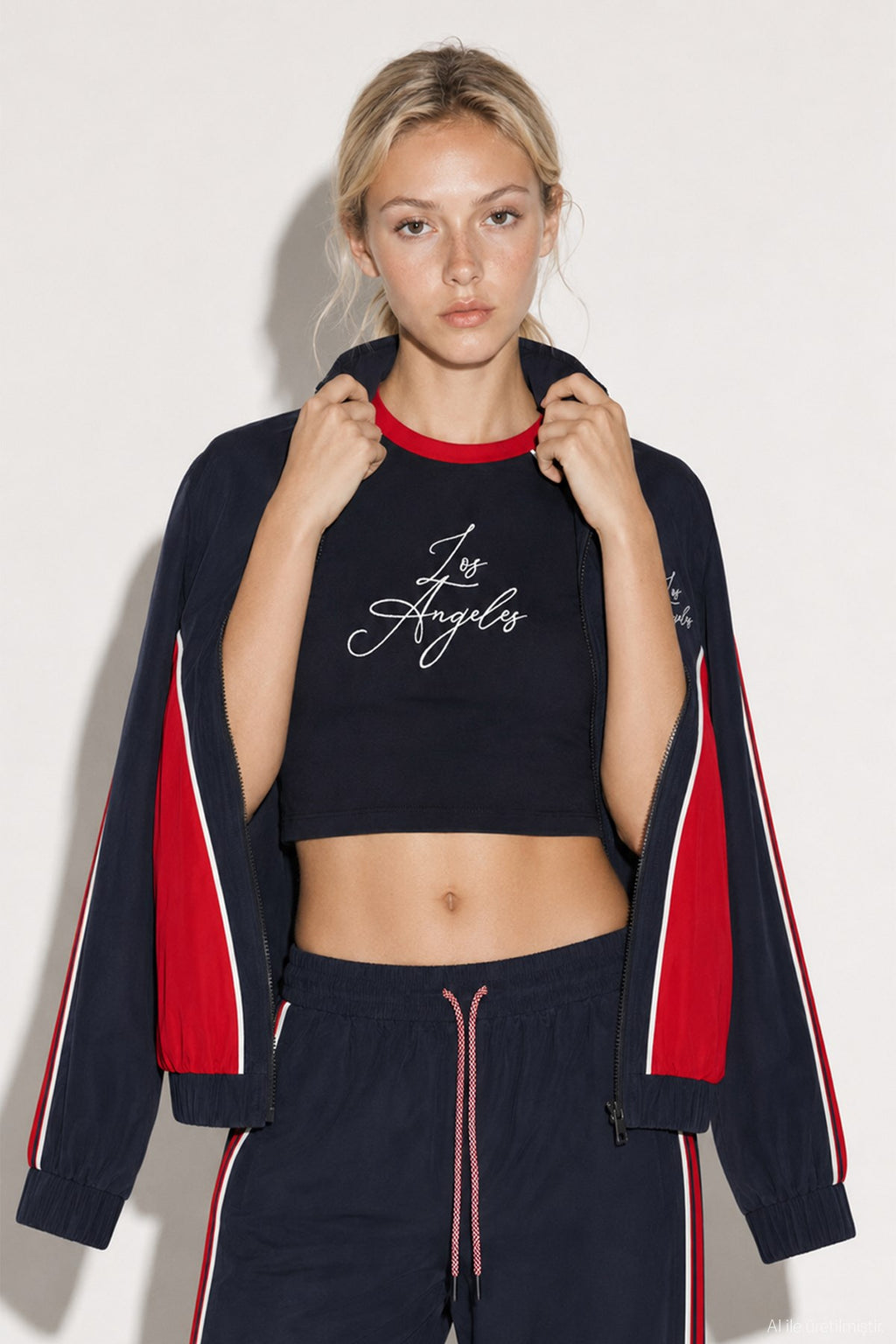 Nakış Crop T-shirt Pantolon Takım