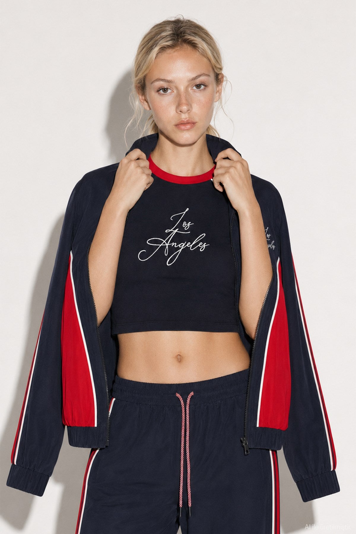 Nakış Crop T-shirt Pantolon Takım