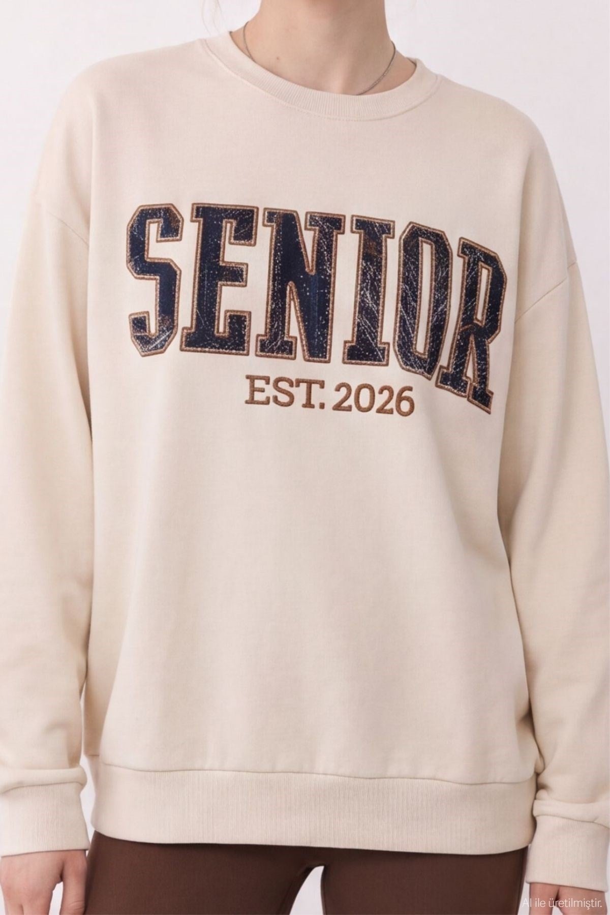 Nakış Detaylı Sweatshirt Bej