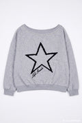 Yıldız Detaylı Sweatshirt Gri Melanj