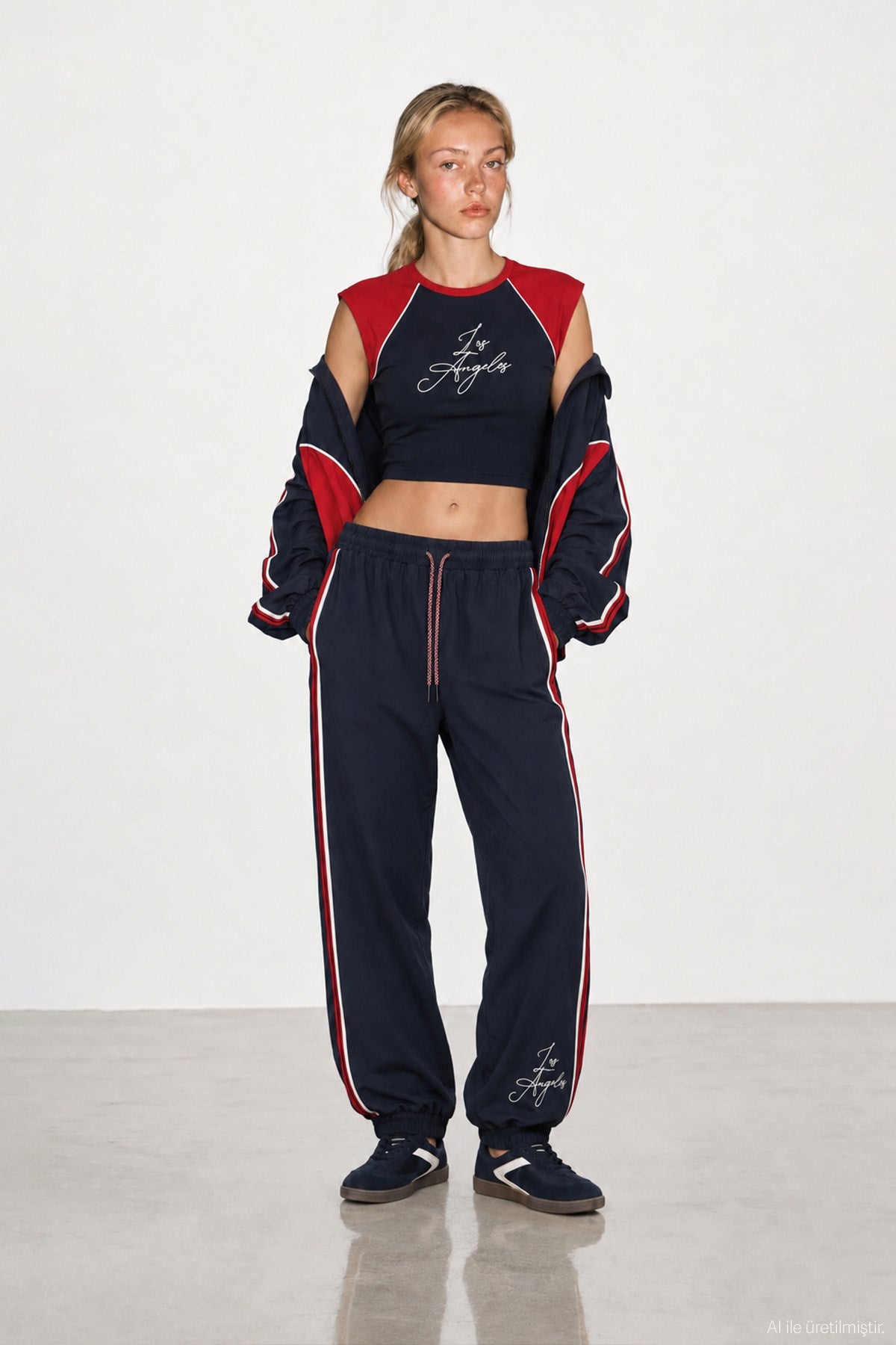 Nakış Crop T-shirt Pantolon Takım